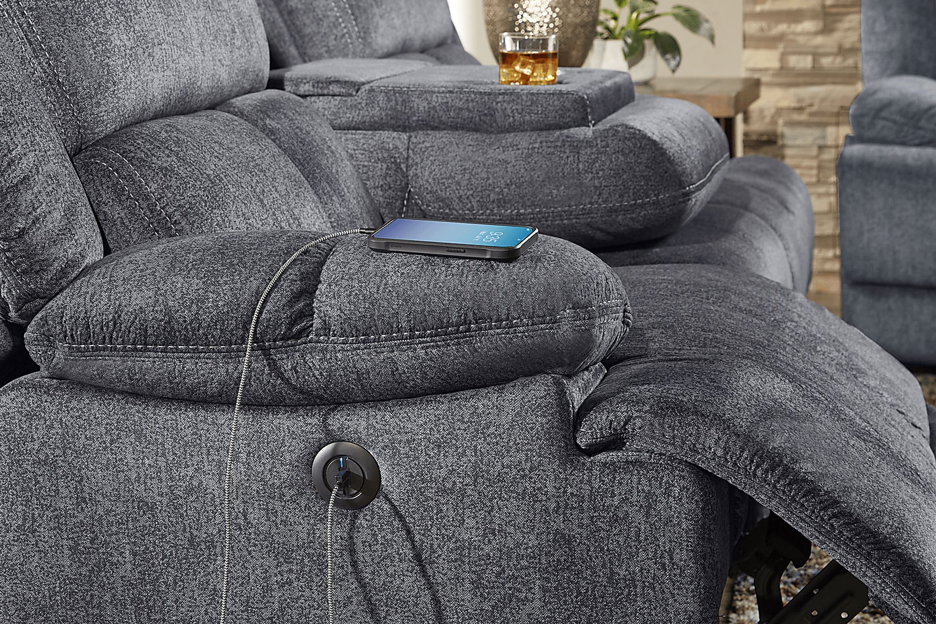 Townsend Gray Power Reclining Sofa - Image 5