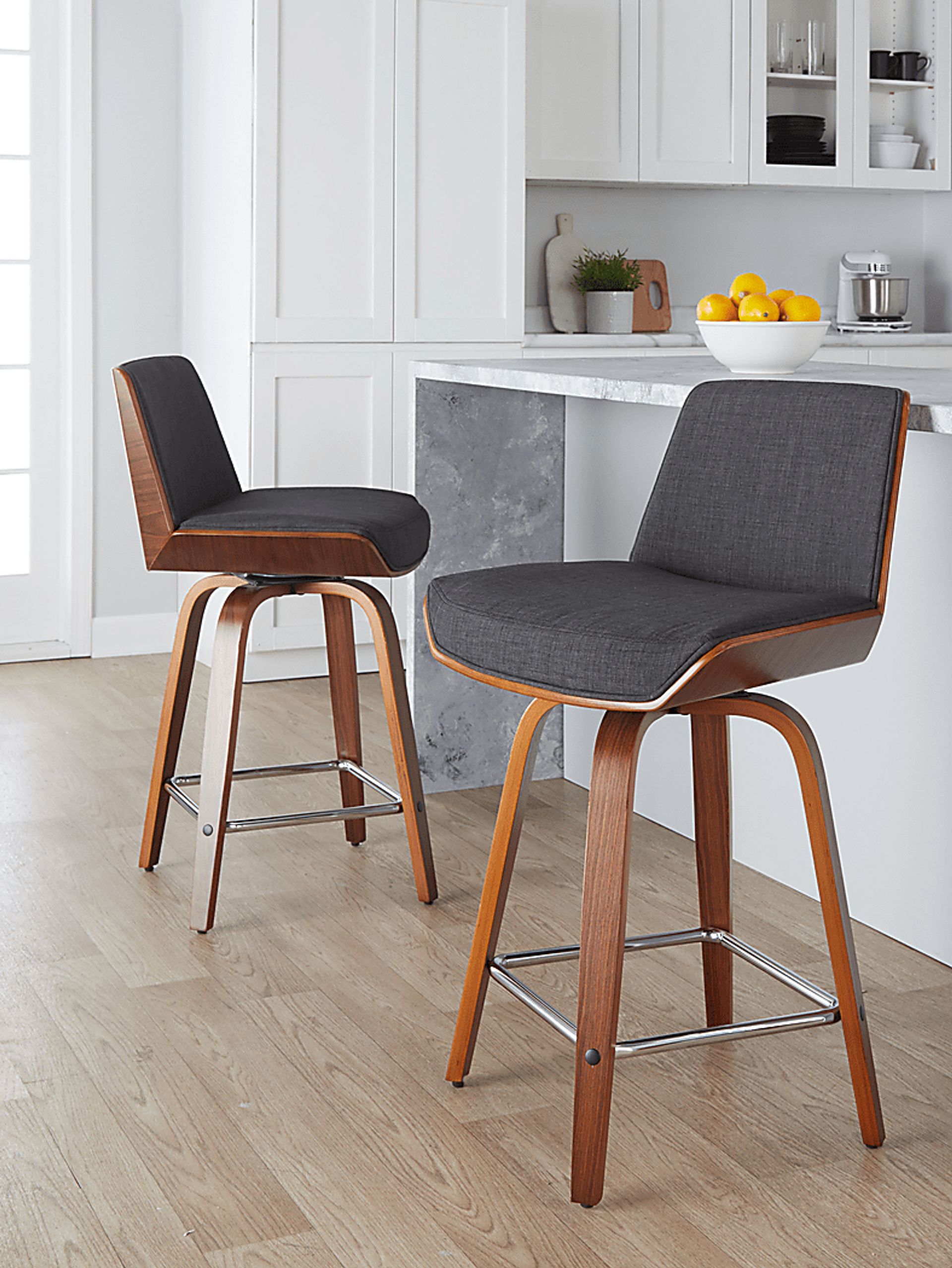Towton I Charcoal Swivel Counter Height Stool, Set of 2 - Image 2