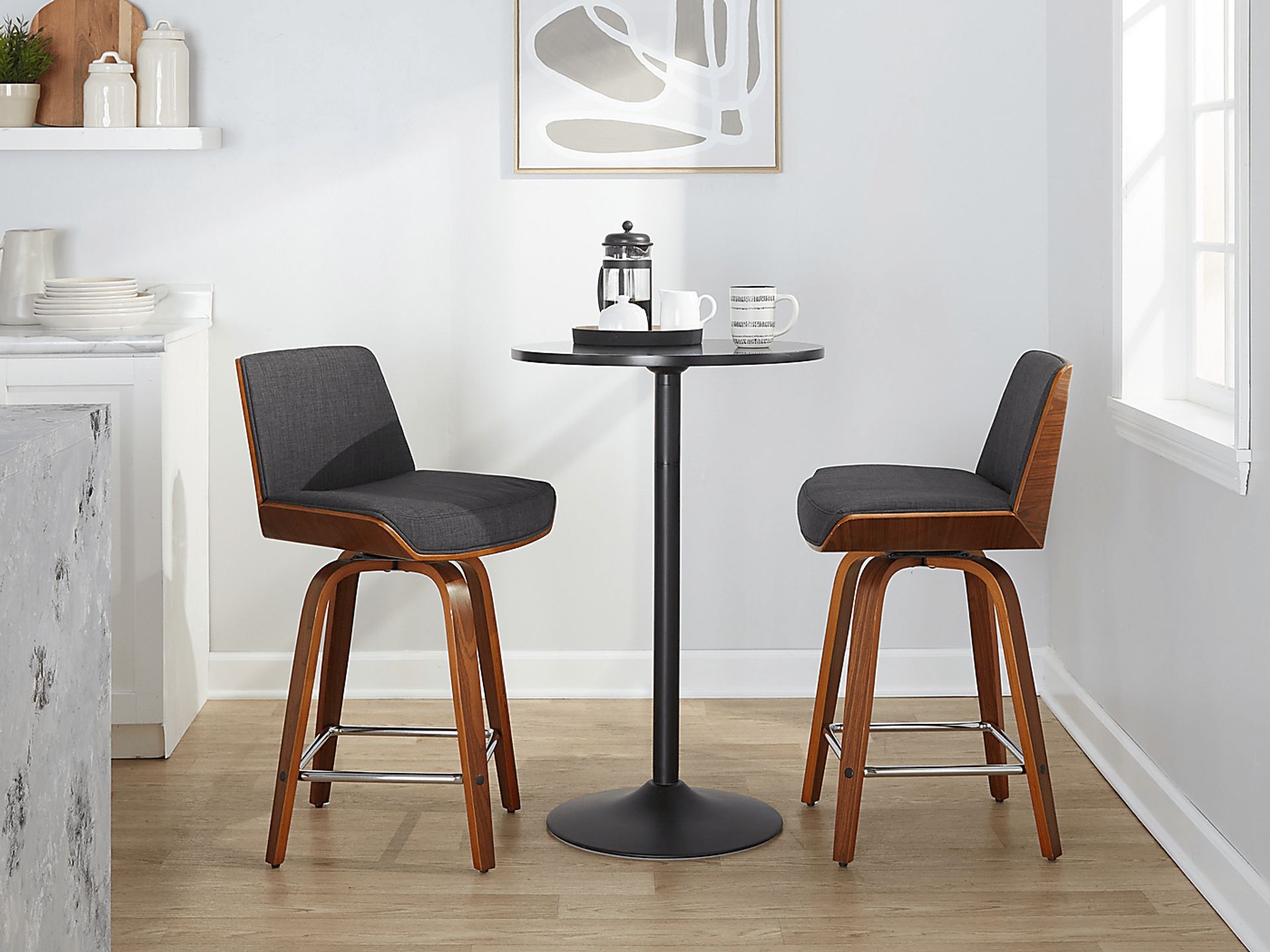 Towton I Charcoal Swivel Counter Height Stool, Set of 2 - Image 4