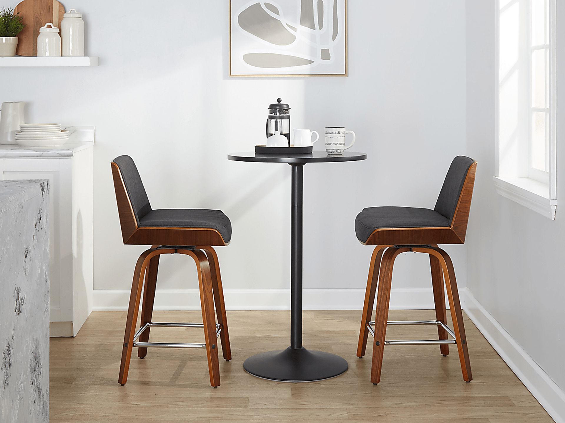 Towton I Charcoal Swivel Counter Height Stool, Set of 2 - Image 5