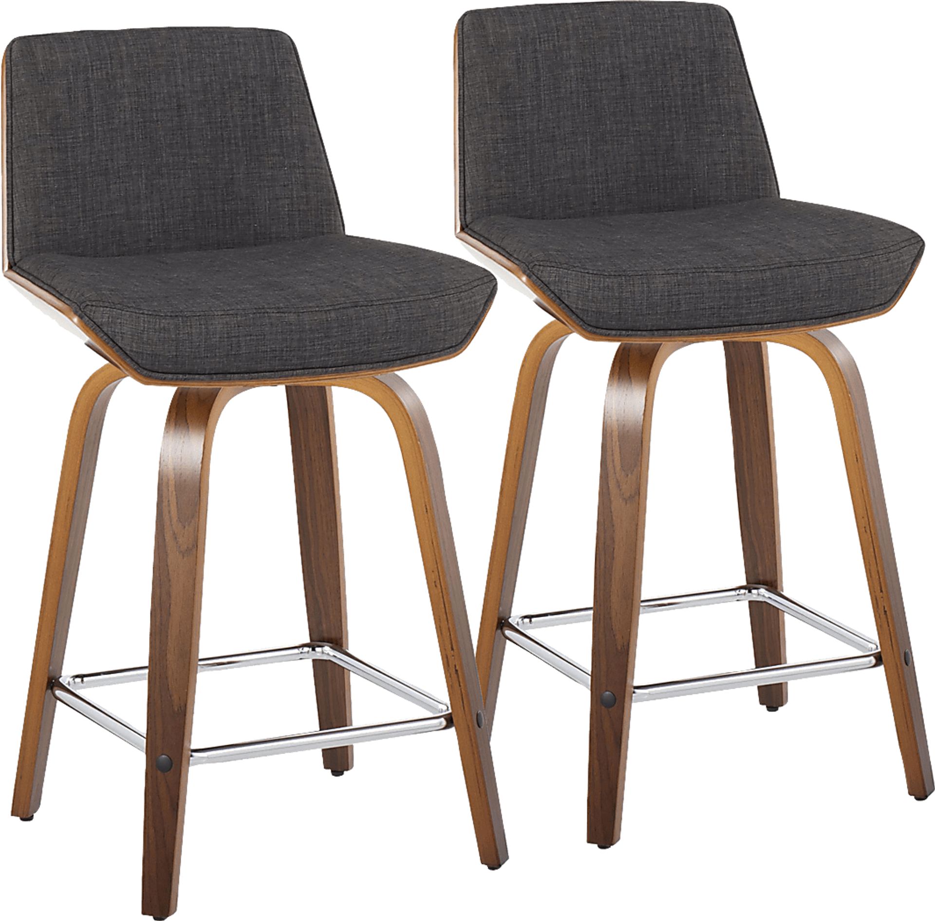 Towton I Charcoal Swivel Counter Height Stool, Set of 2 - Image 1