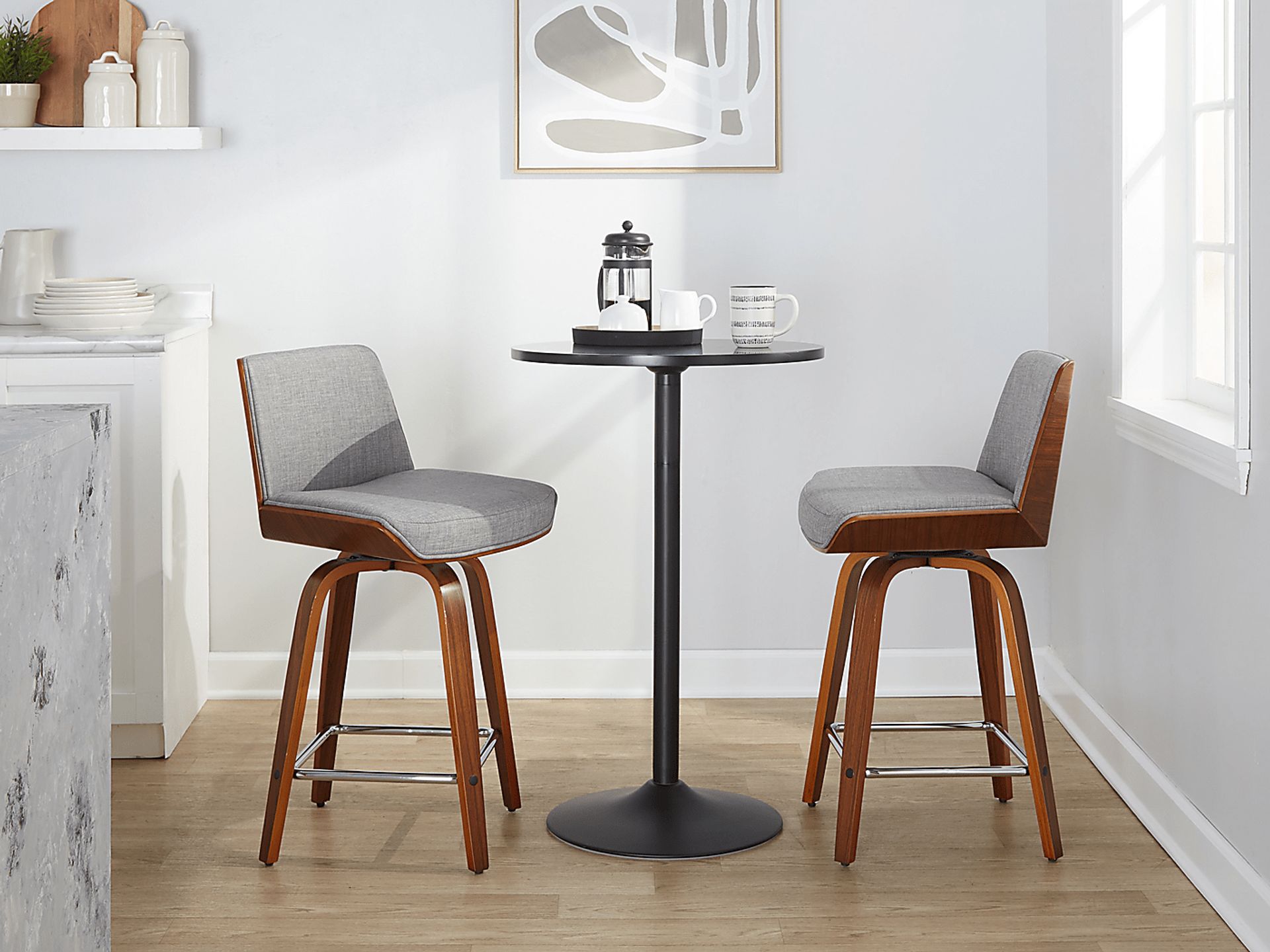 Towton I Gray Swivel Counter Height Stool, Set of 2 - Image 4