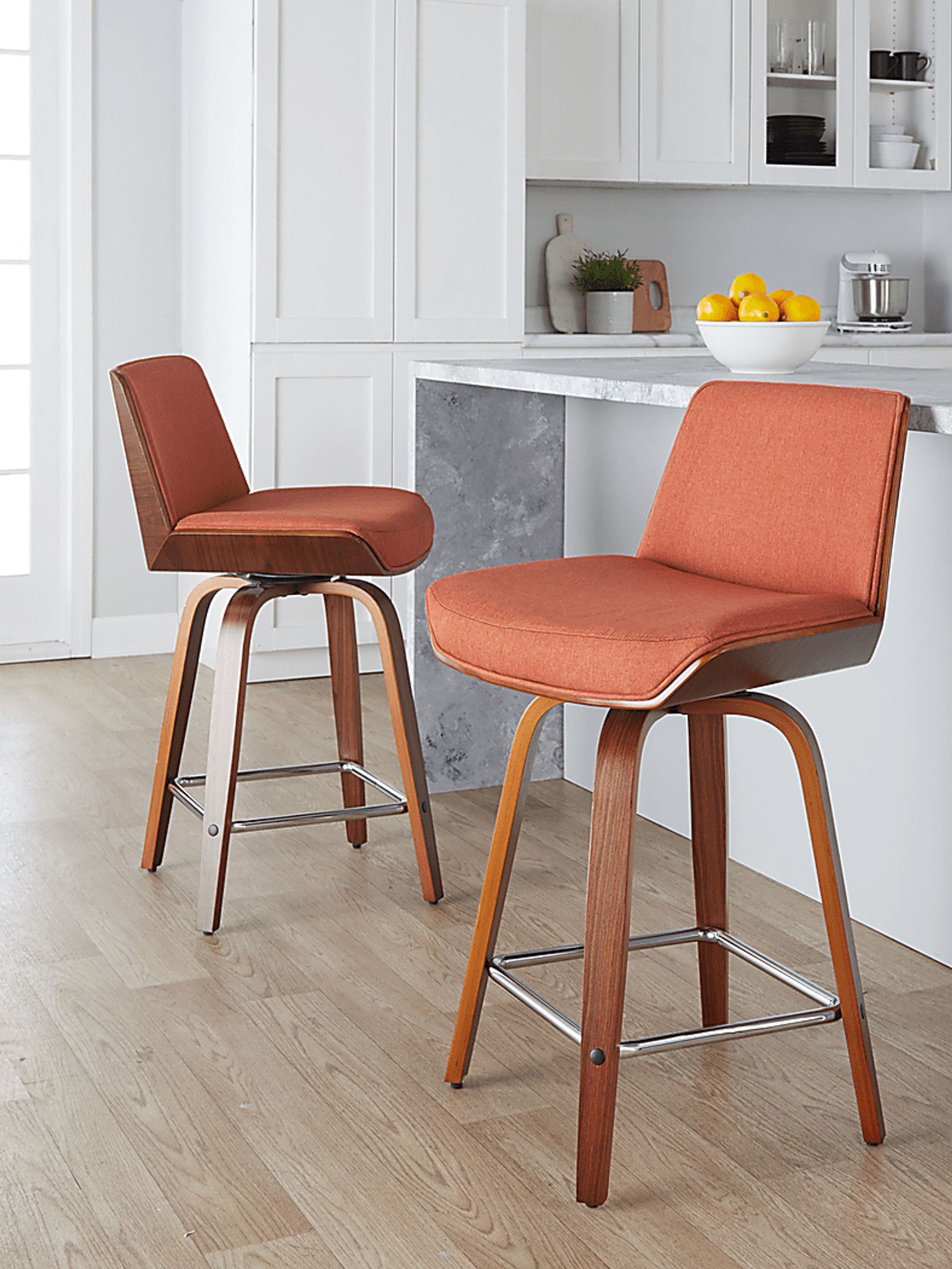 Towton I Orange Swivel Counter Height Stool, Set of 2 - Image 3