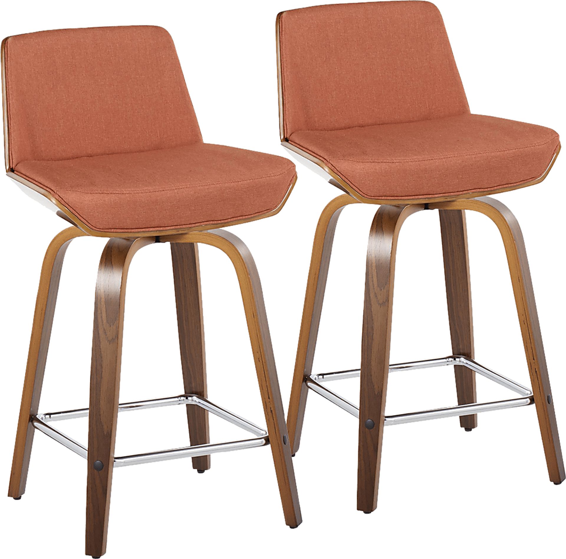 Towton I Orange Swivel Counter Height Stool, Set of 2 - Image 1