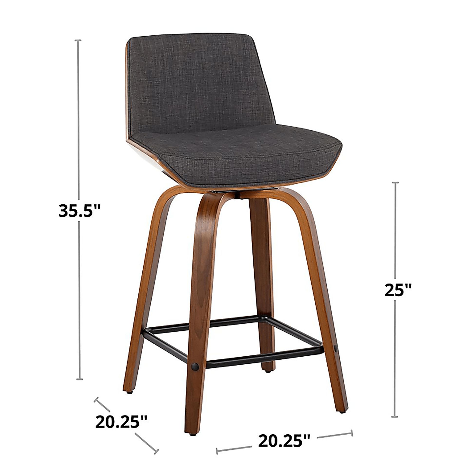 Towton II Charcoal Swivel Counter Height Stool, Set of 2 - Image 11