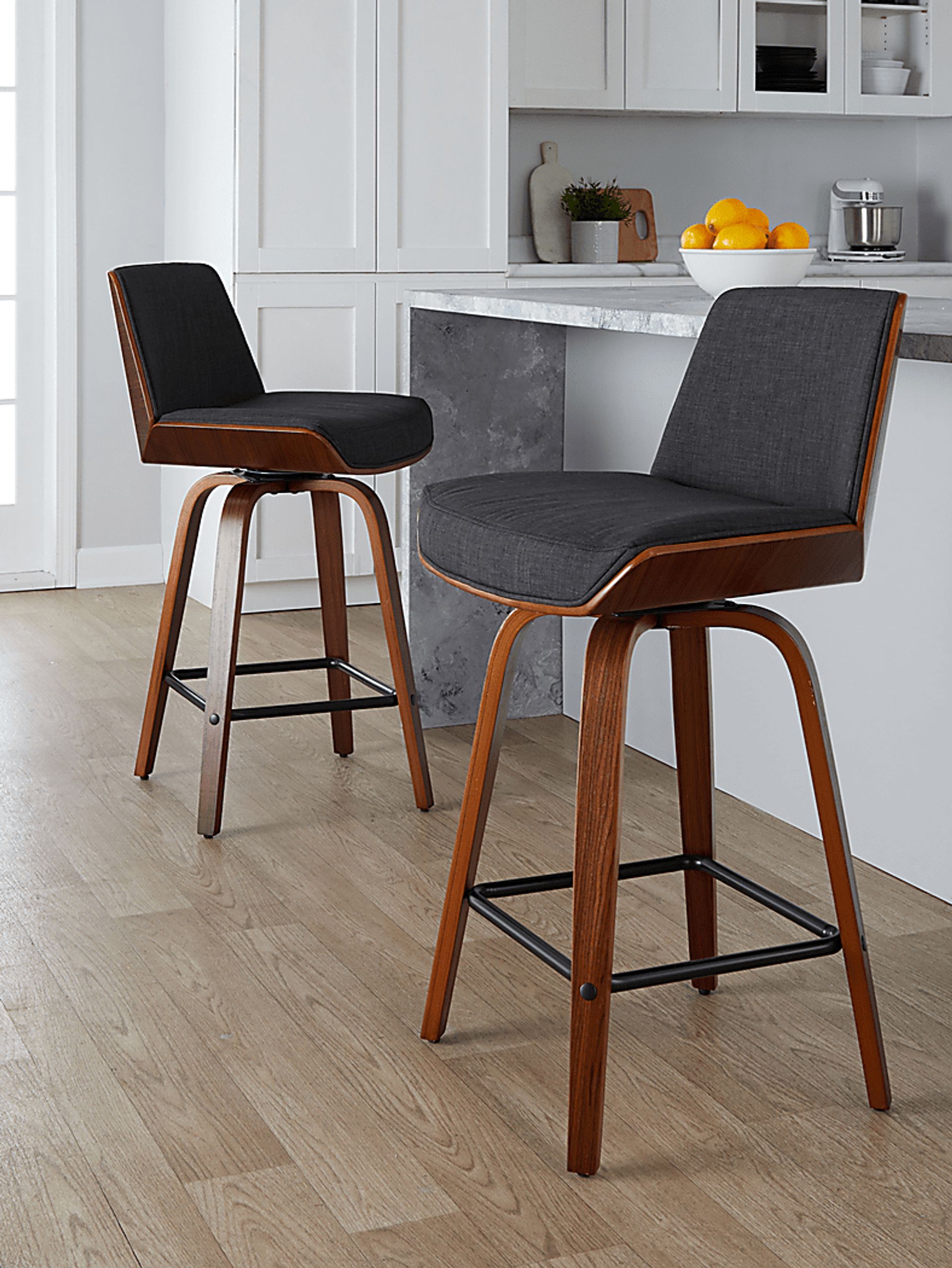 Towton II Charcoal Swivel Counter Height Stool, Set of 2 - Image 3