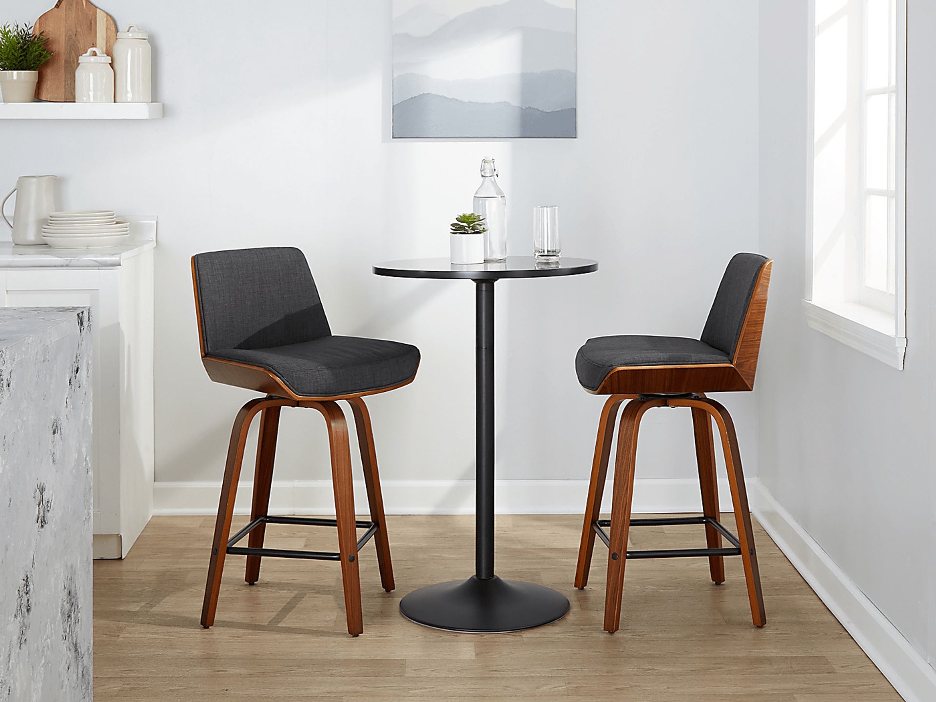 Towton II Charcoal Swivel Counter Height Stool, Set of 2 - Image 4