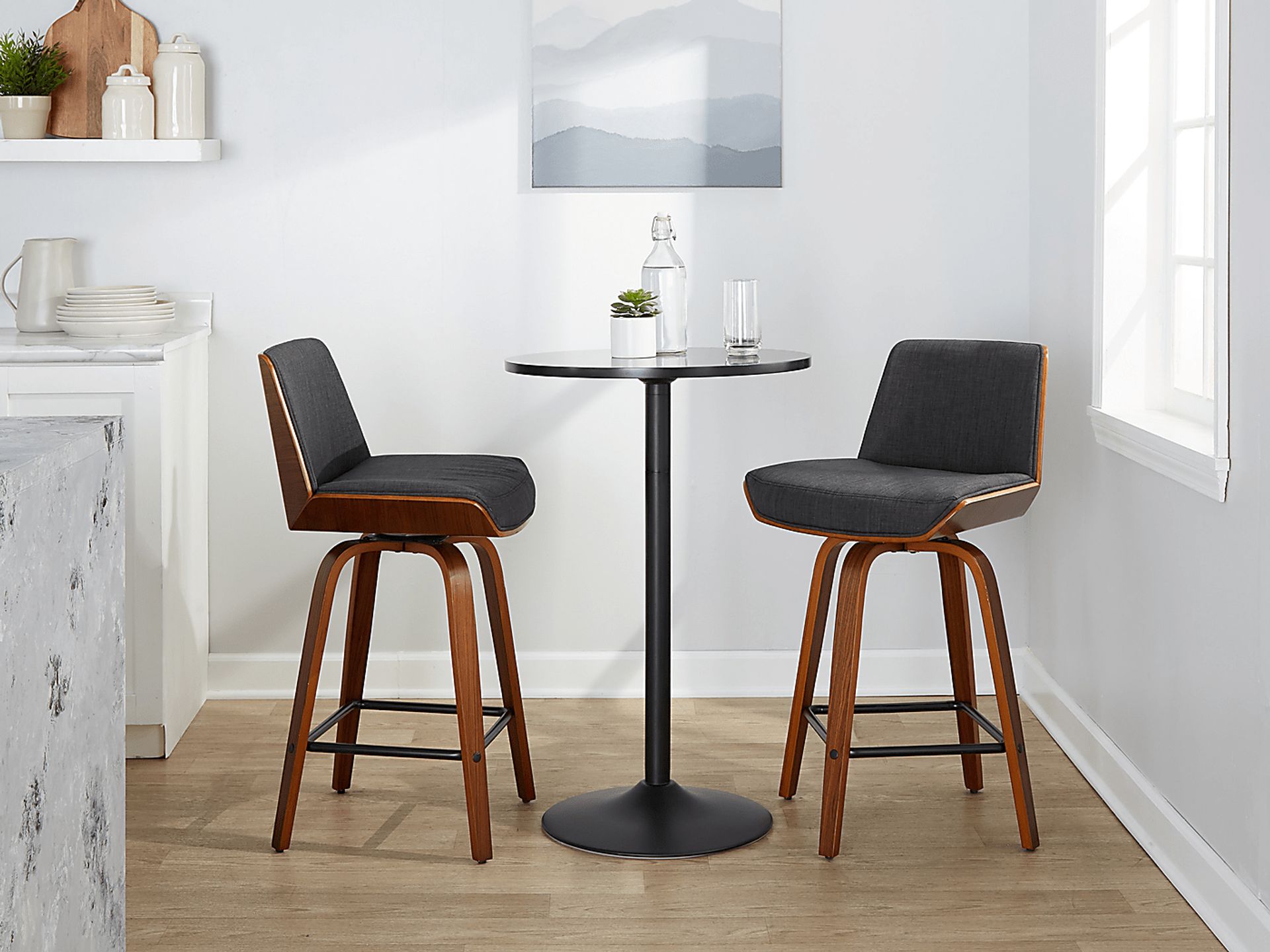 Towton II Charcoal Swivel Counter Height Stool, Set of 2 - Image 5