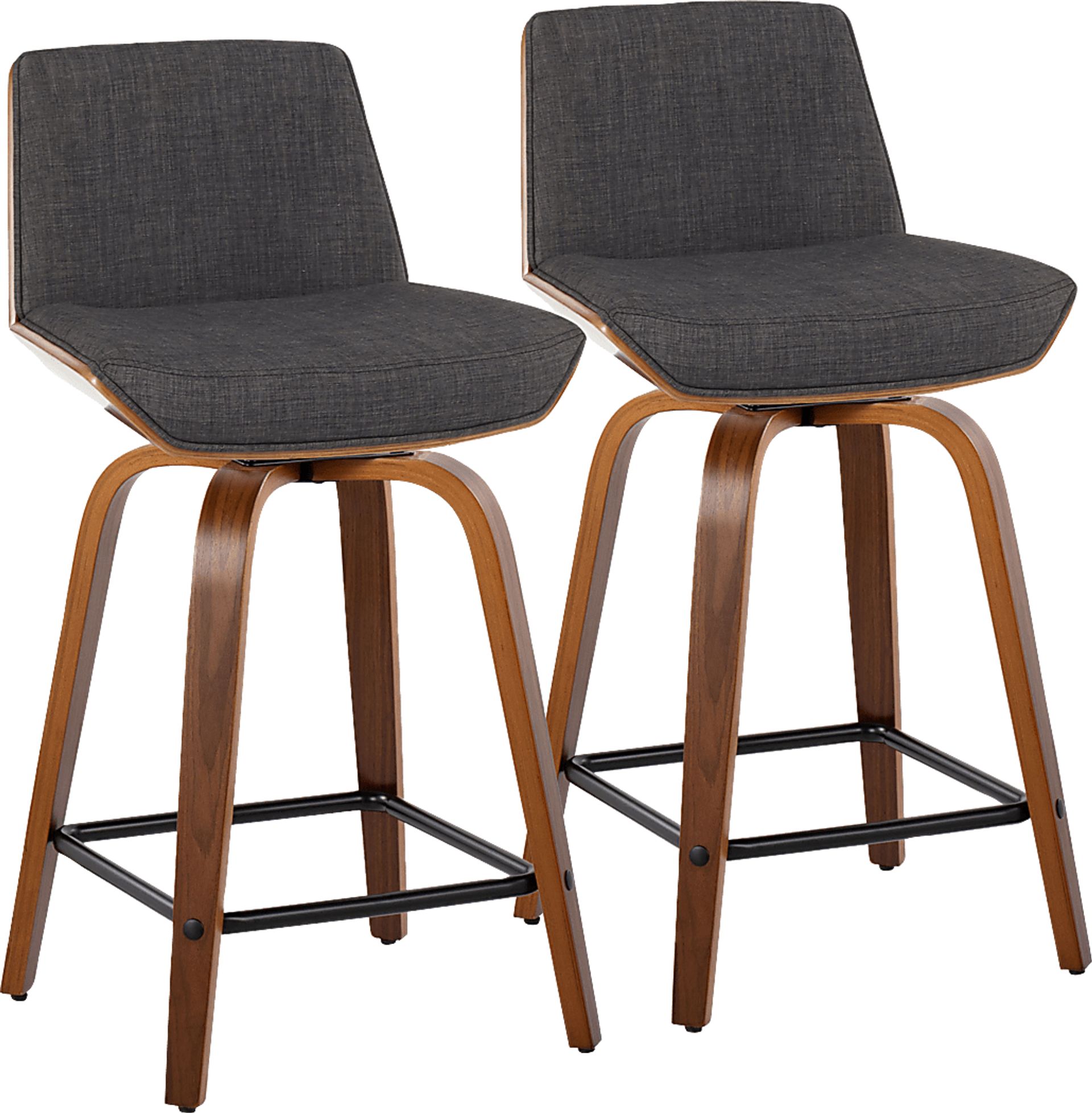 Towton II Charcoal Swivel Counter Height Stool, Set of 2 - Image 1