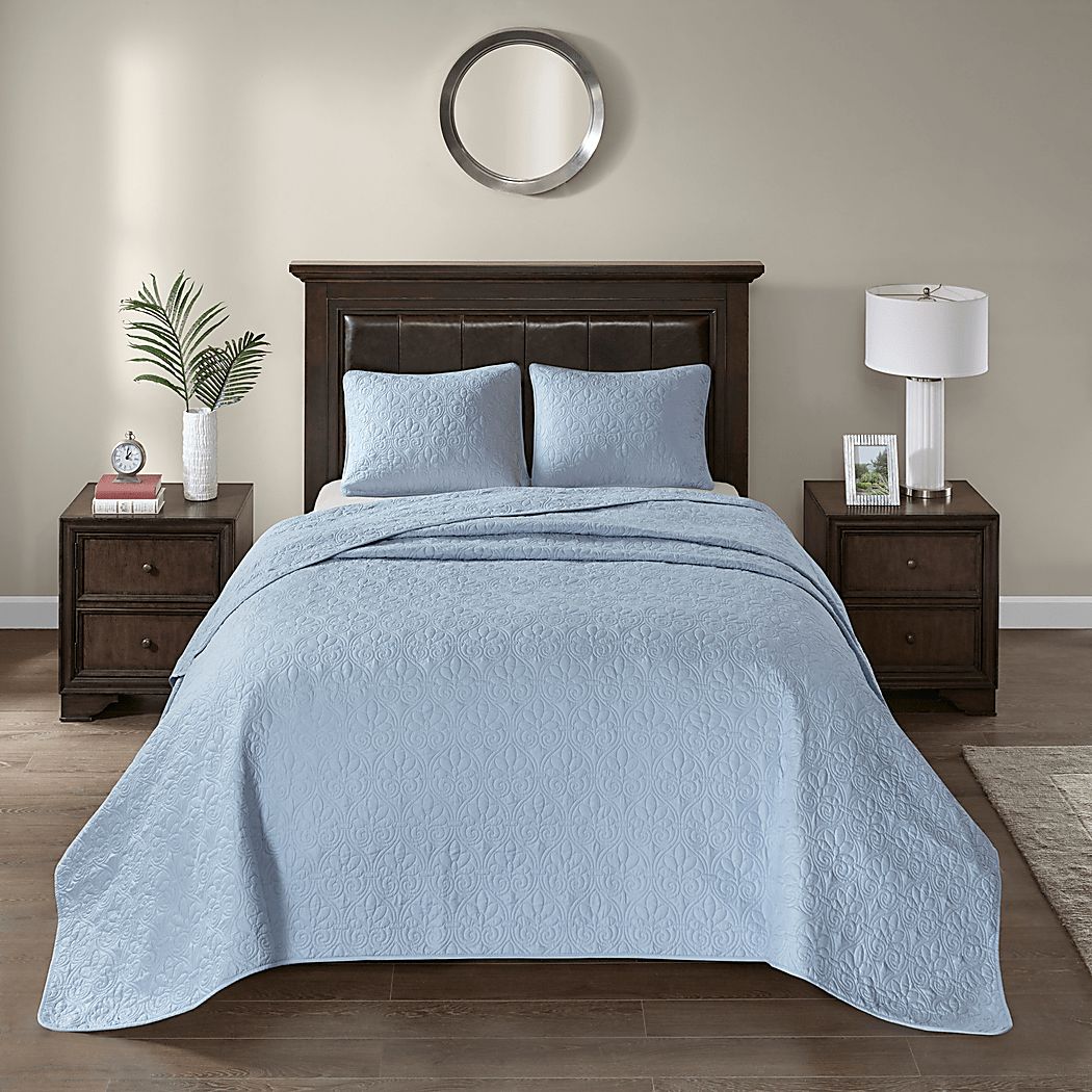 Toyah Blue 3 Pc Queen Bedspread Set - Thumbnail 2