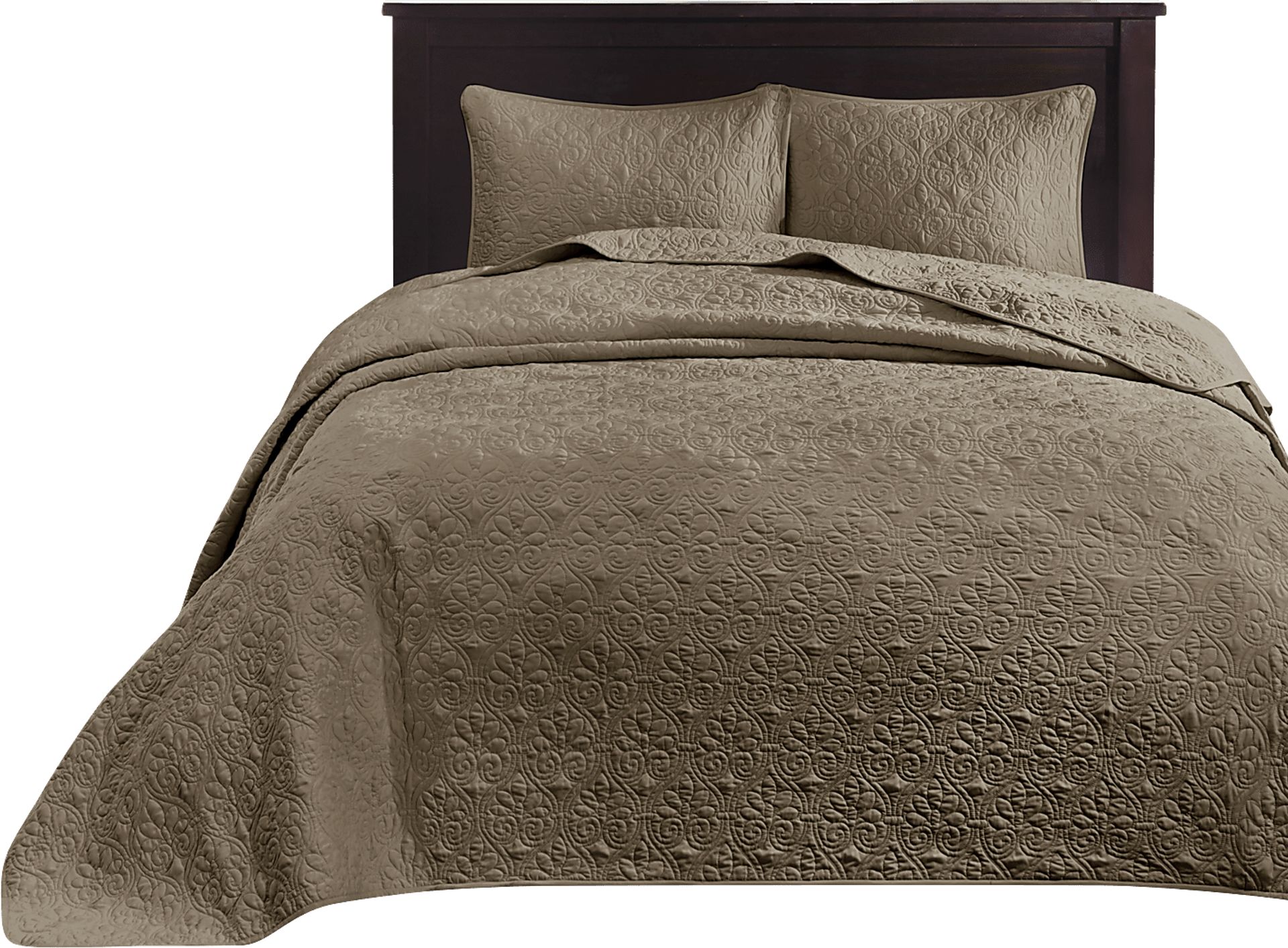 Toyah Mocha Brown 3 Pc King Bedspread Set - Image 7