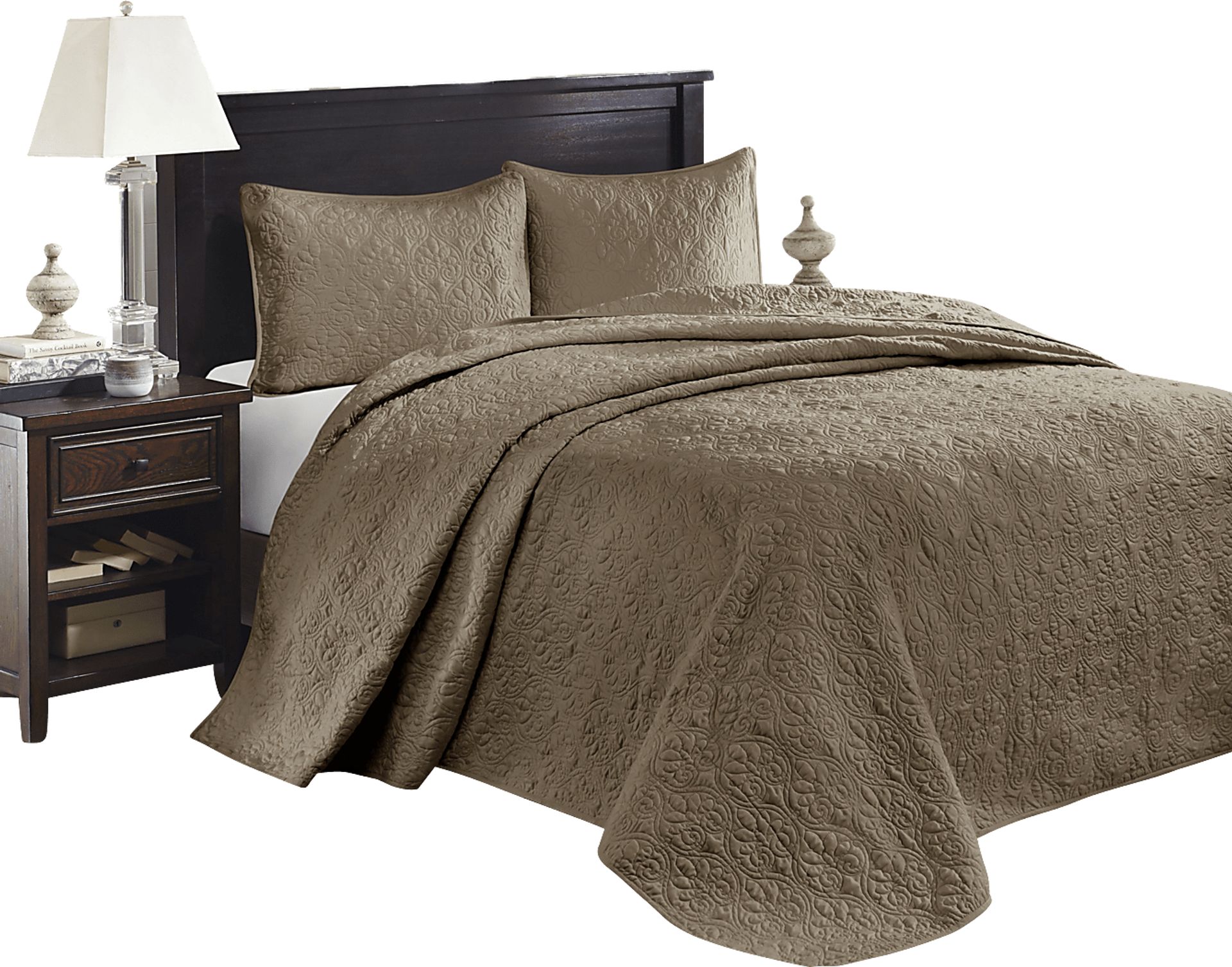 Toyah Mocha Brown 3 Pc King Bedspread Set - Image 1