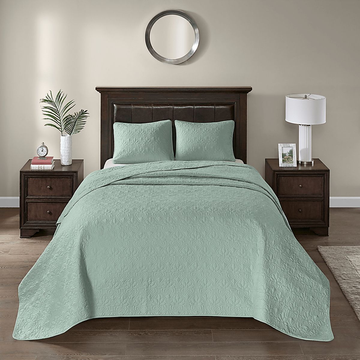 Toyah Seafoam Green Cotton,Polyester Fabric 3 Pc Full Bedspread Set ...