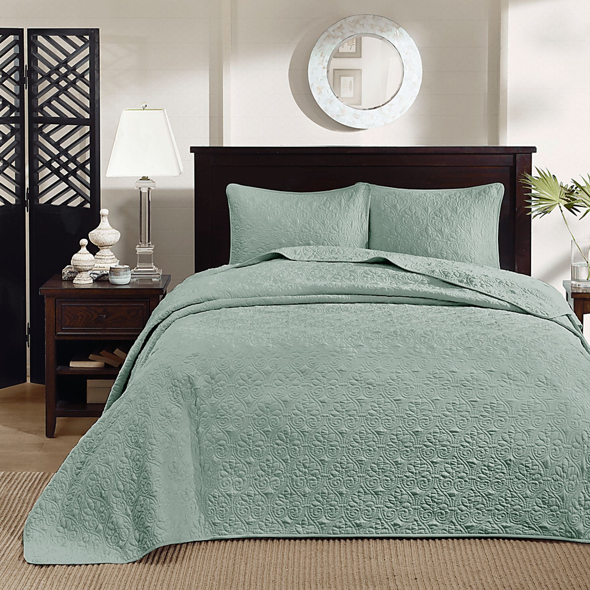 Toyah Seafoam Green 3 Pc King Bedspread Set - Image 2