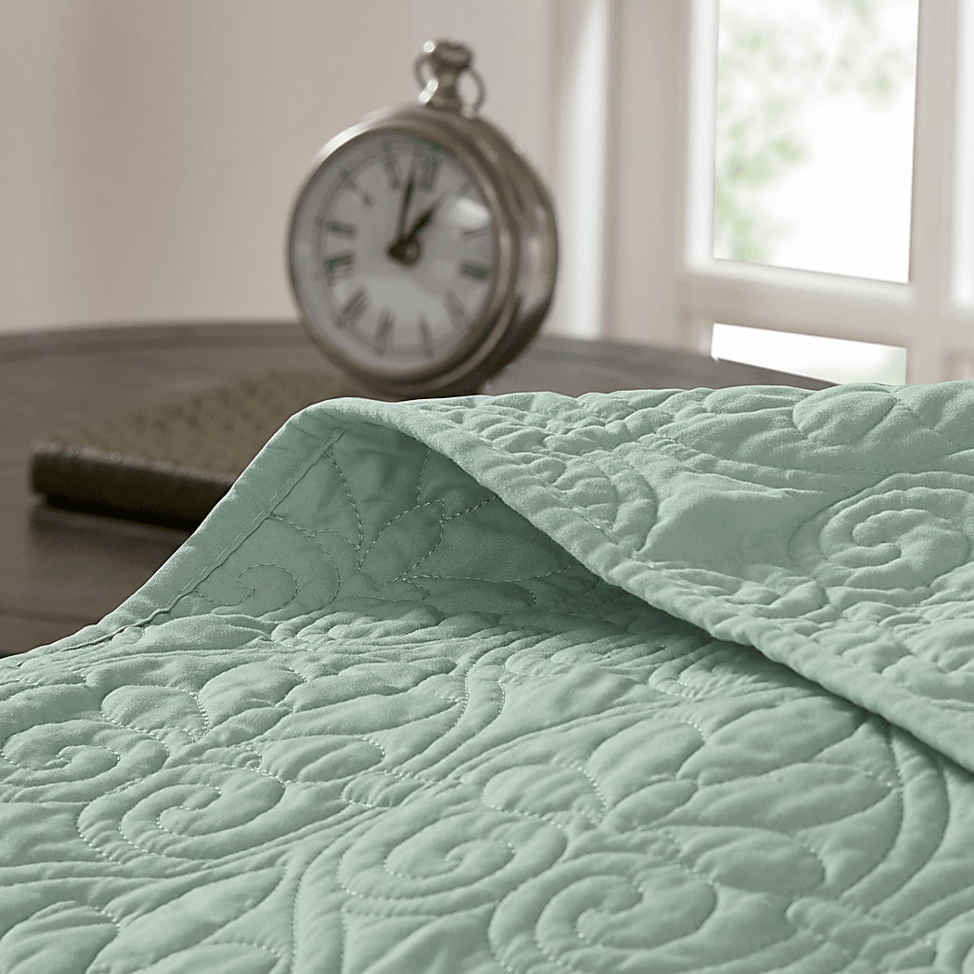Toyah Seafoam Green 3 Pc King Bedspread Set - Image 7