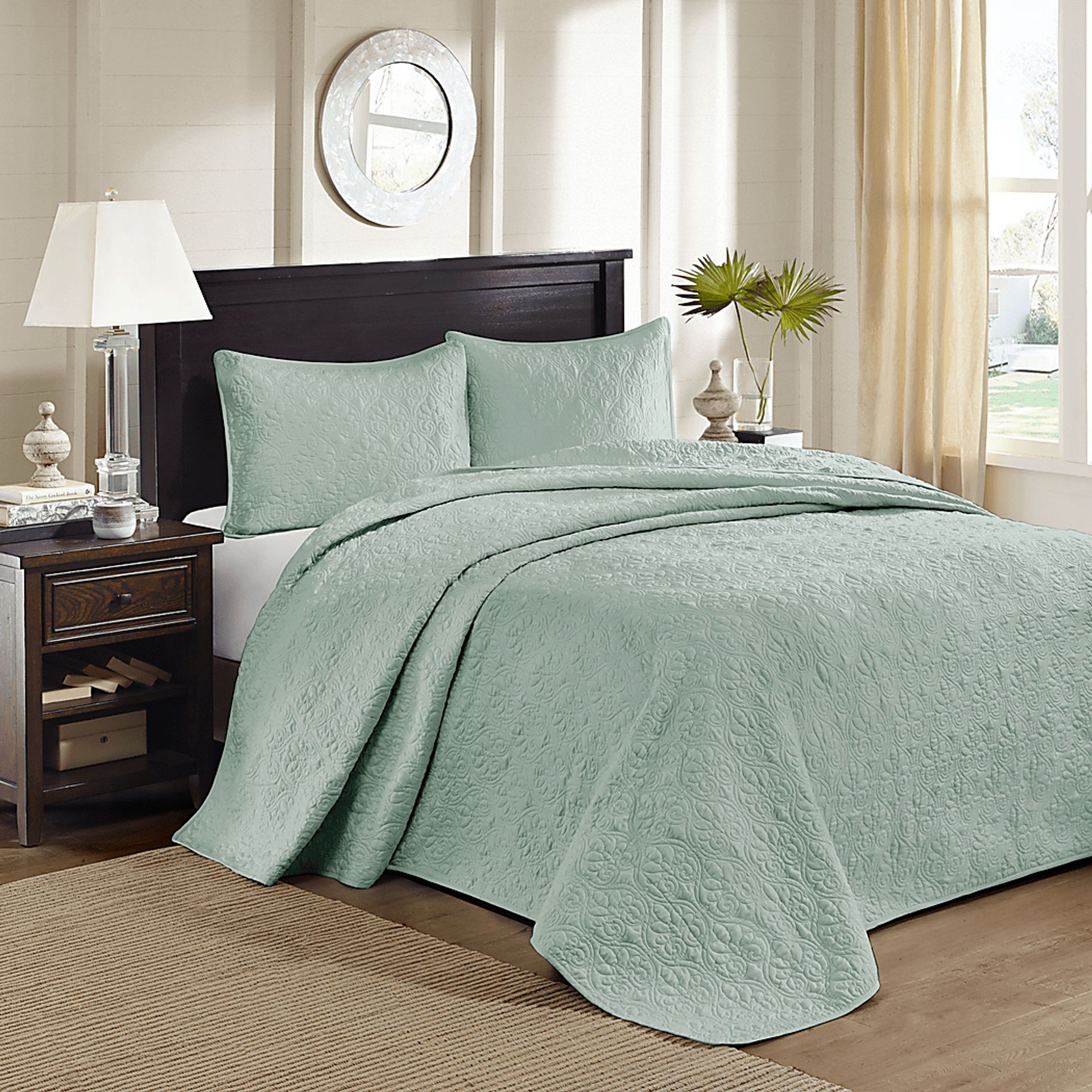 Toyah Seafoam Green 3 Pc King Bedspread Set - Image 1