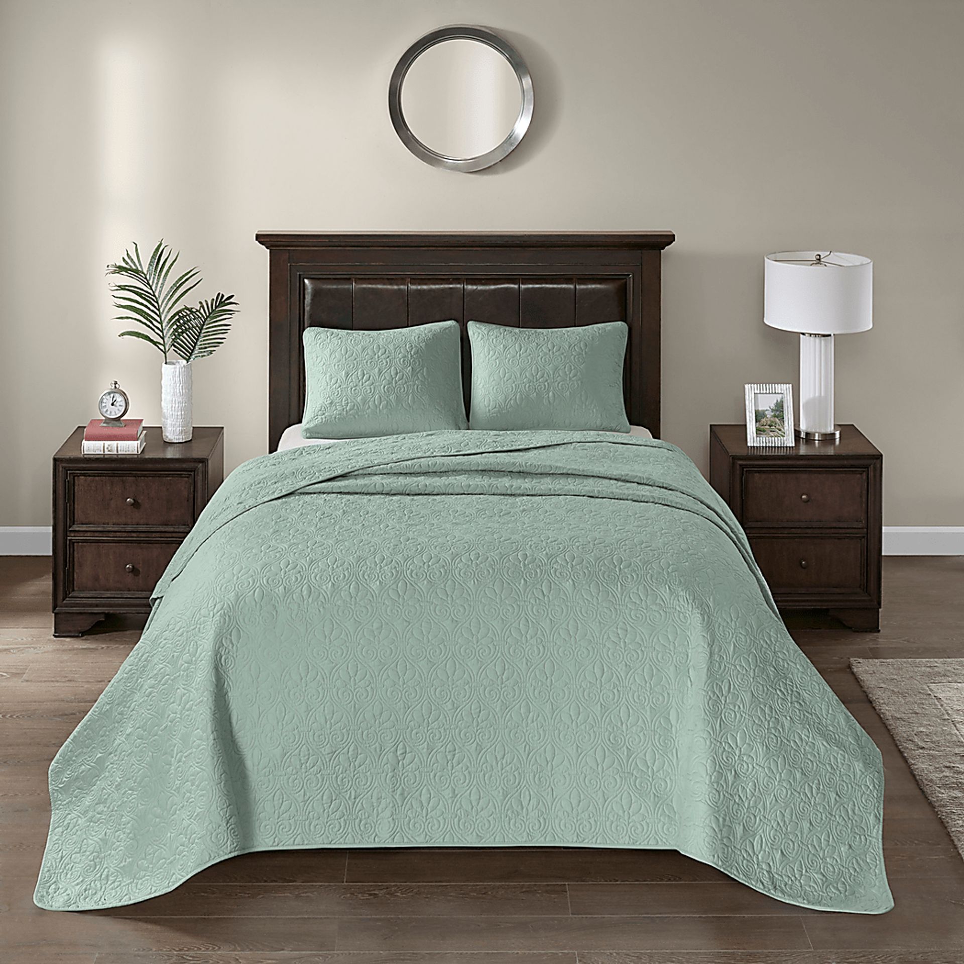 Toyah Seafoam Green 3 Pc Queen Bedspread Set - Image 3