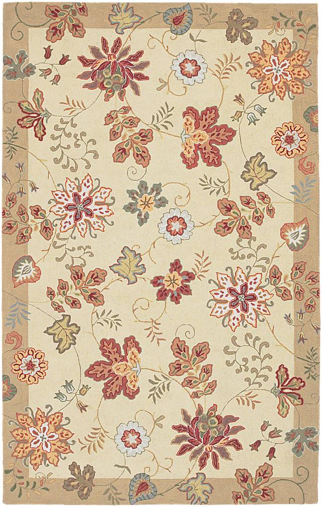 Traditional Floral Ivory 5 x 8 Rug - Thumbnail - Image 1