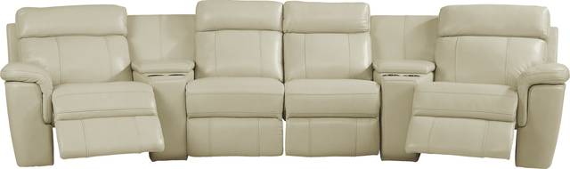 Trafalgar Square Ivory Leather 6 Pc Power Reclining Sectional - Thumbnail - Image 3