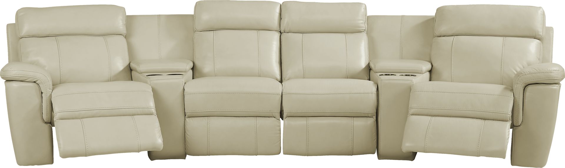 Trafalgar Square Ivory Leather 6 Pc Power Reclining Sectional - Image 3