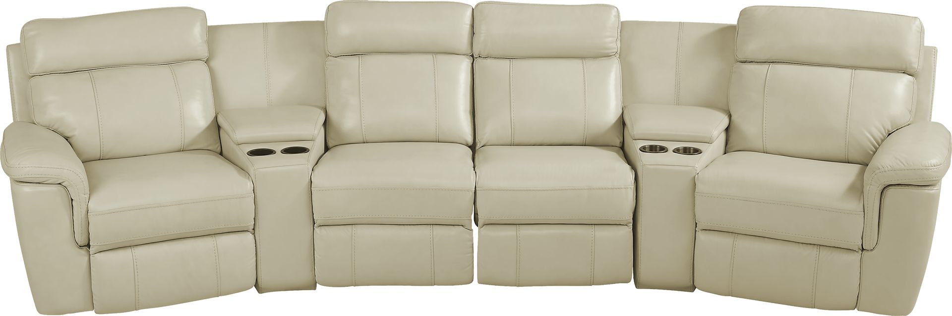 Trafalgar Square Ivory Leather 6 Pc Power Reclining Sectional - Image 4