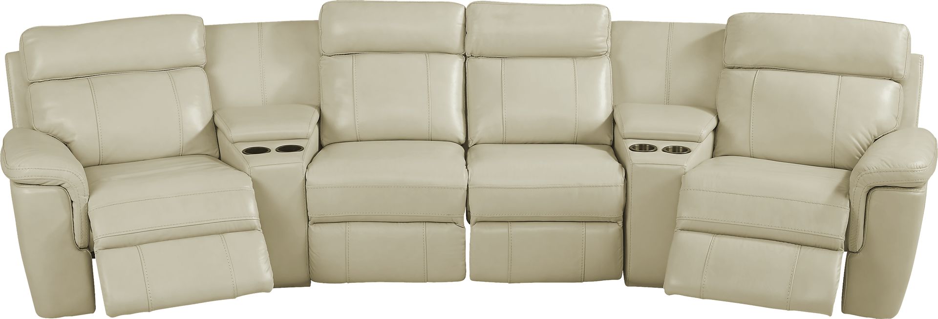 Trafalgar Square Ivory Leather 6 Pc Power Reclining Sectional - Image 5