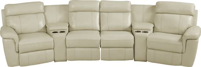 Trafalgar Square Ivory Leather 6 Pc Reclining Sectional - Thumbnail - Image 4