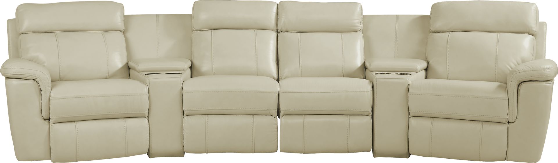 Trafalgar Square Ivory Leather 6 Pc Reclining Sectional - Image 1