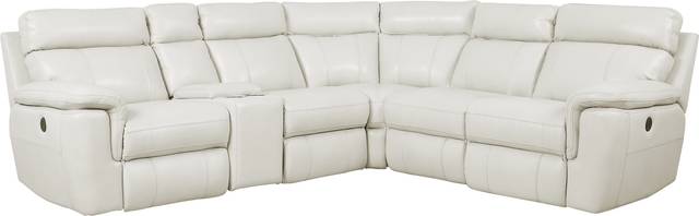 Trafalgar Square Ivory Leather 6 Pc Reclining Sectional - Thumbnail - Image 1