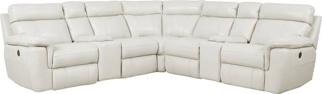Trafalgar Square Ivory Leather 7 Pc Reclining Sectional - Thumbnail - Image 1