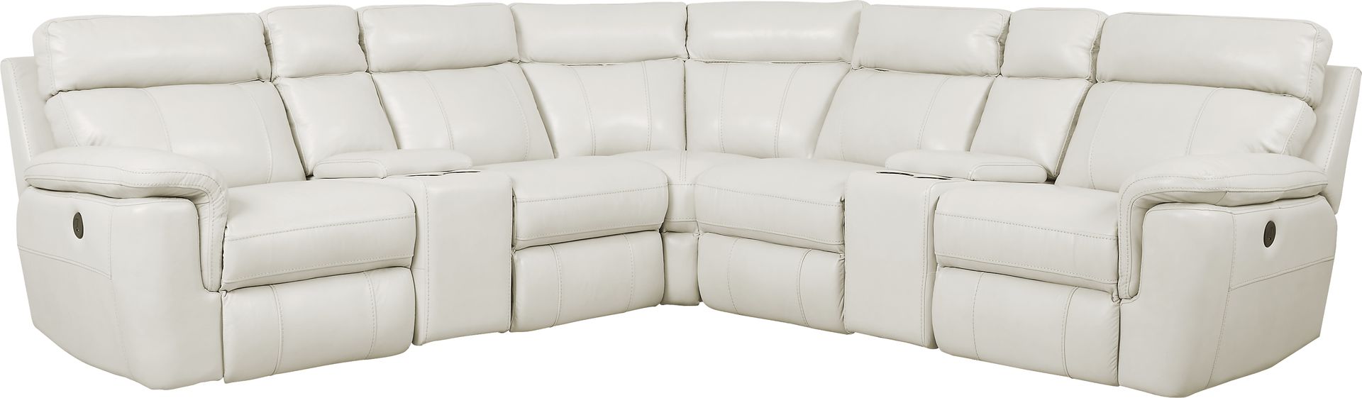 Trafalgar Square Ivory Leather 7 Pc Reclining Sectional - Image 1