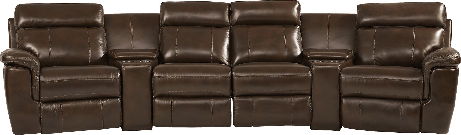 Trafalgar Square Mahogany Leather 6 Pc Reclining Sectional - Image 1