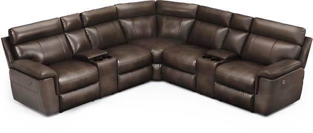 Trafalgar Square Mahogany Leather 10 Pc Power Reclining Sectional Living Room - Thumbnail - Image 4