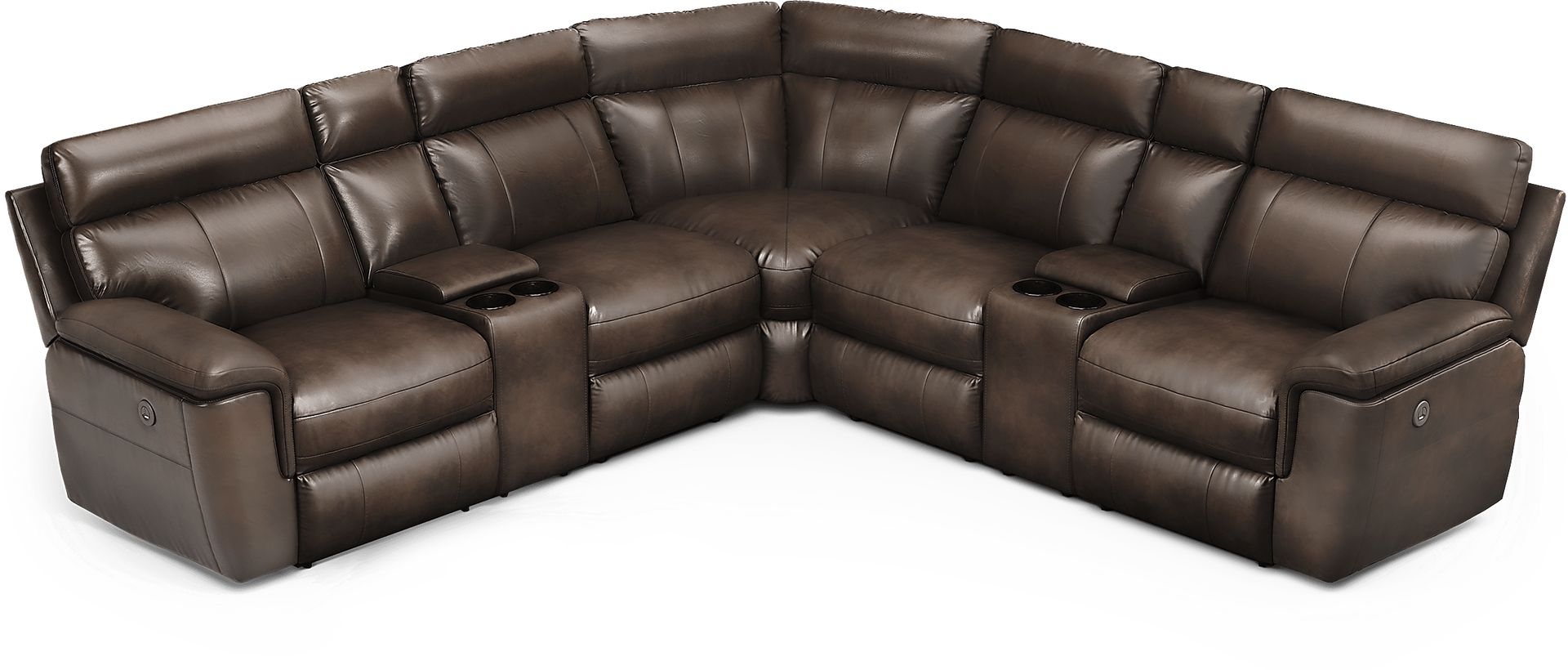 Trafalgar Square Mahogany Leather 10 Pc Power Reclining Sectional Living Room - Image 4