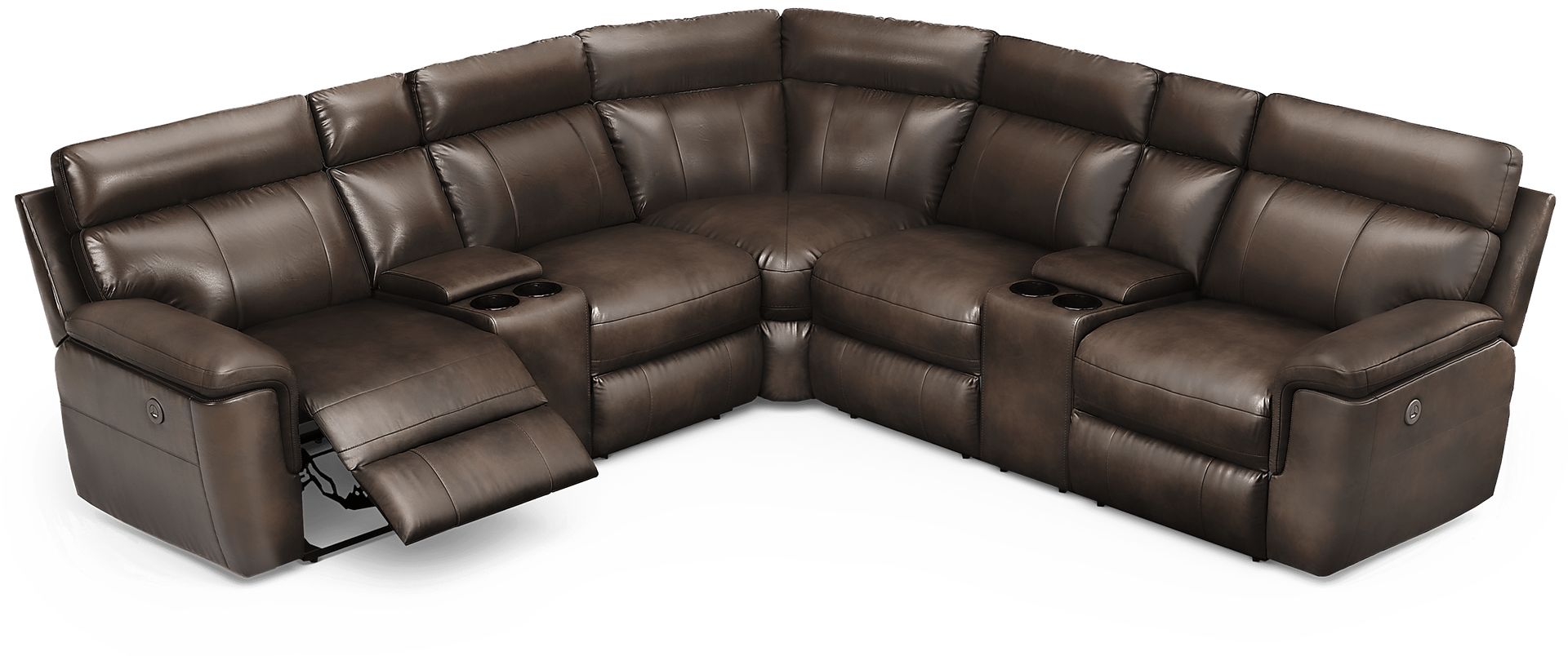 Trafalgar Square Mahogany Leather 10 Pc Power Reclining Sectional Living Room - Image 5