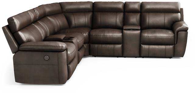 Trafalgar Square Mahogany Leather 10 Pc Power Reclining Sectional Living Room - Thumbnail - Image 6