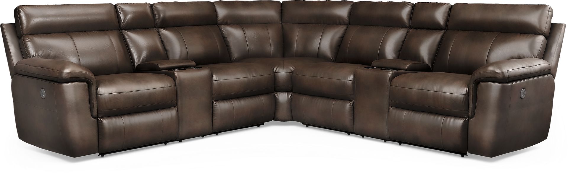Trafalgar Square Mahogany Leather 10 Pc Power Reclining Sectional Living Room - Image 2