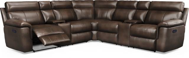 Trafalgar Square Mahogany Leather 7 Pc Reclining Sectional - Thumbnail - Image 3