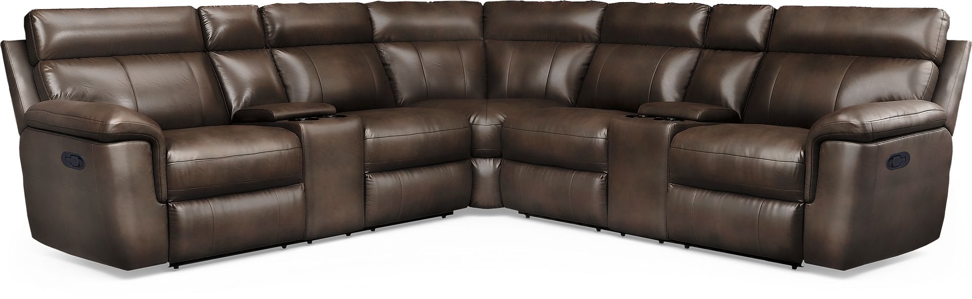 Trafalgar Square Mahogany Leather 7 Pc Reclining Sectional - Image 1