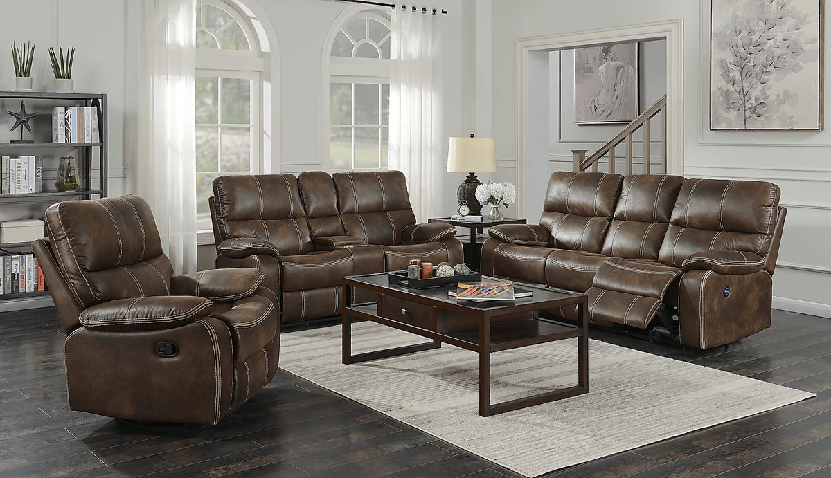 Tralee Brown Polyester Fabric Manual Recliner | Rooms to Go