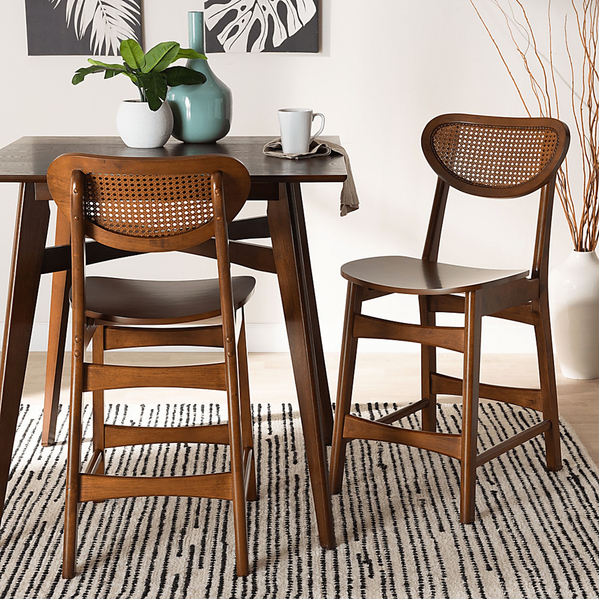 Traminer Walnut Brown Counter Stool, Set of 2 - Image 2
