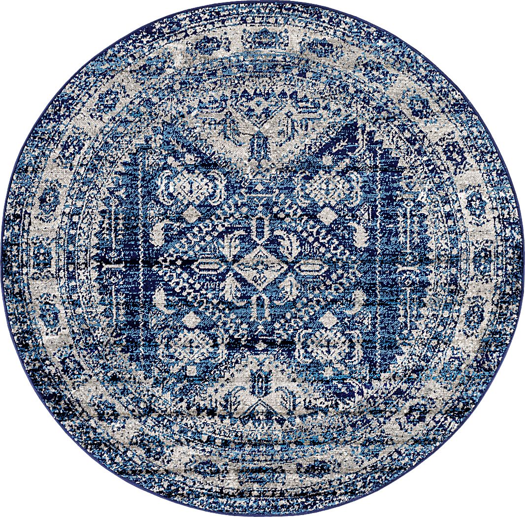 Transcom IV Navy 5'3 Round Rug