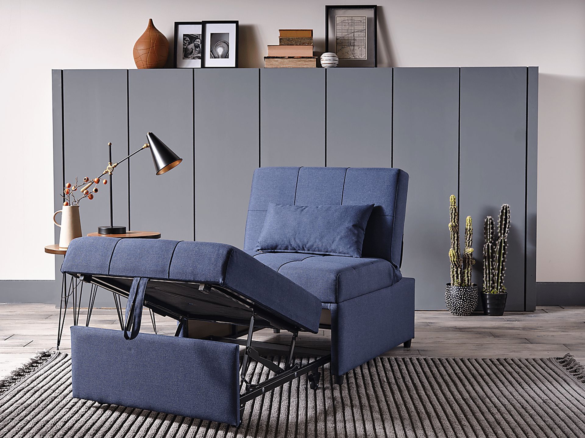 Traskwood Blue Polyester Fabric Sleeper Chair Rooms to Go
