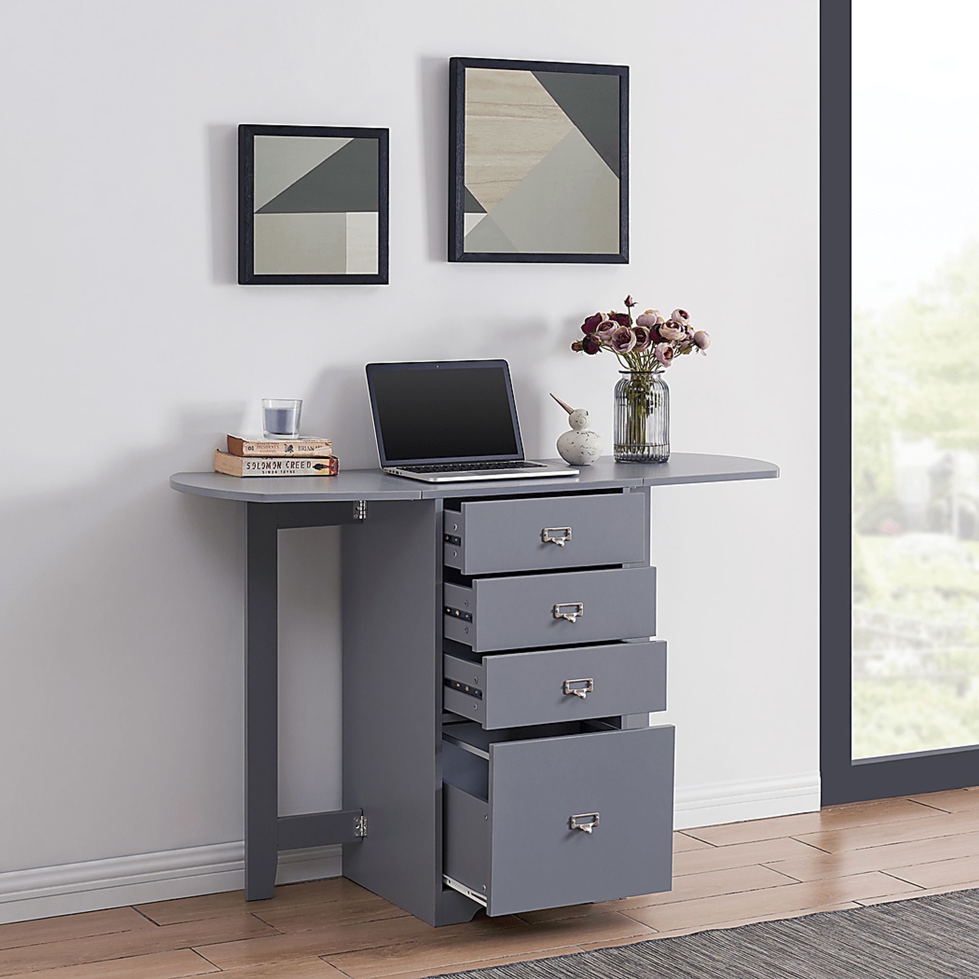 Travia Gray Folding Desk - Image 6