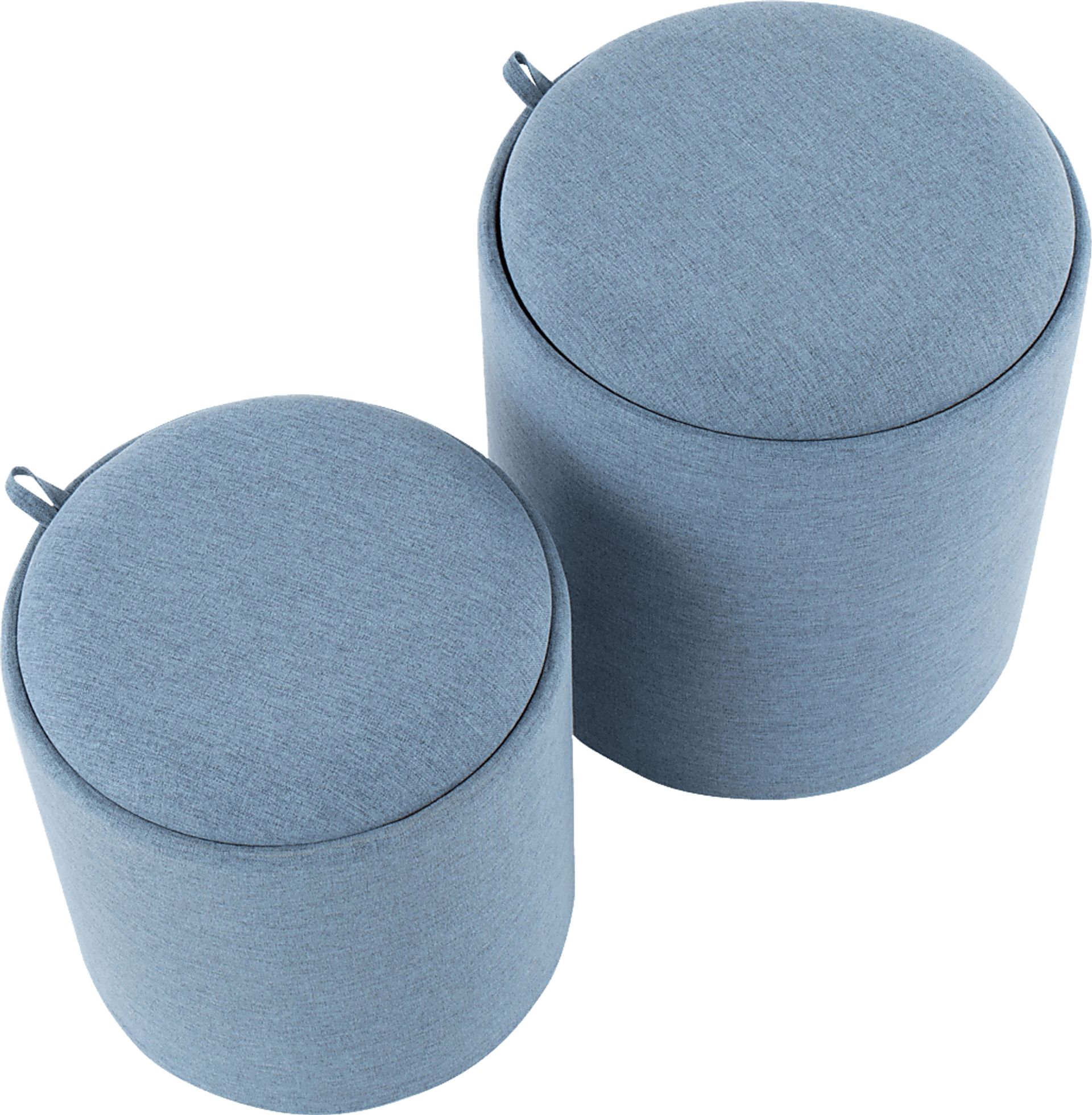 Traymore Blue Ottoman, Set of 2 - Image 2
