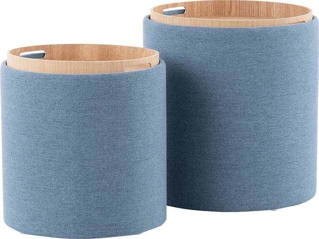 Traymore Blue Ottoman, Set of 2 - Thumbnail - Image 4