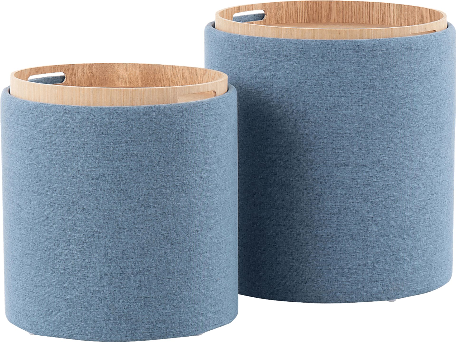 Traymore Blue Ottoman, Set of 2 - Image 4