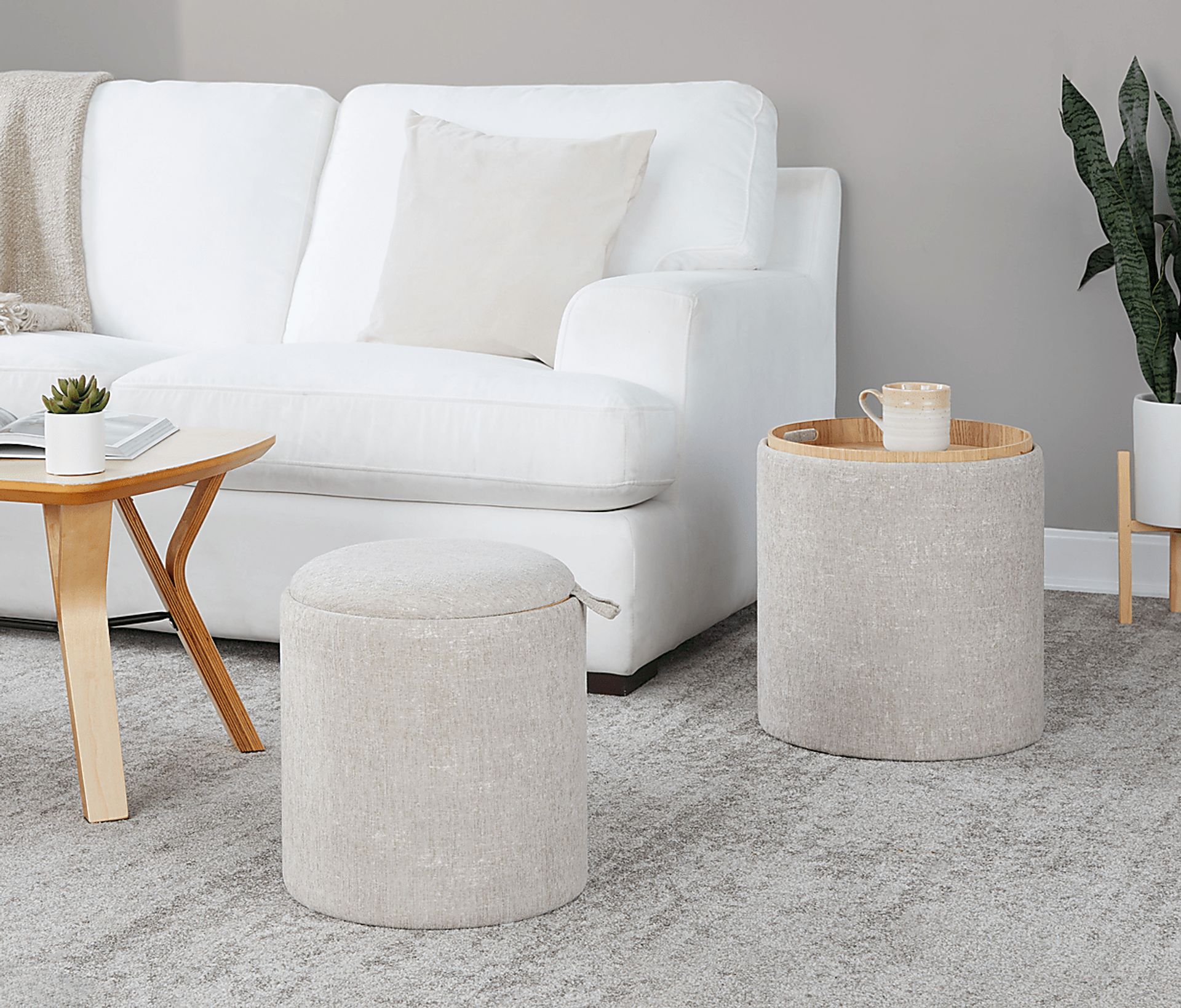 Traymore Light Brown Ottoman, Set of 2 - Image 3