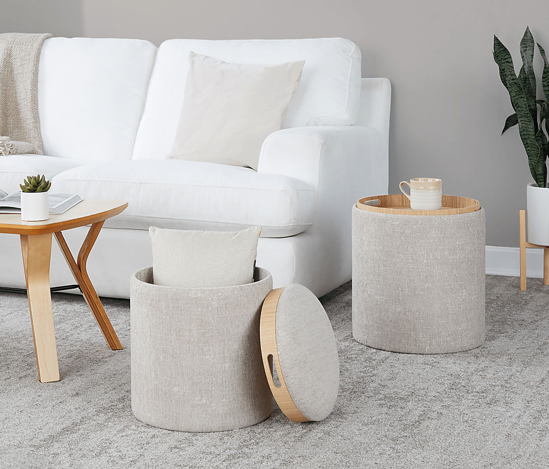Traymore Light Brown Ottoman, Set of 2 - Image 4