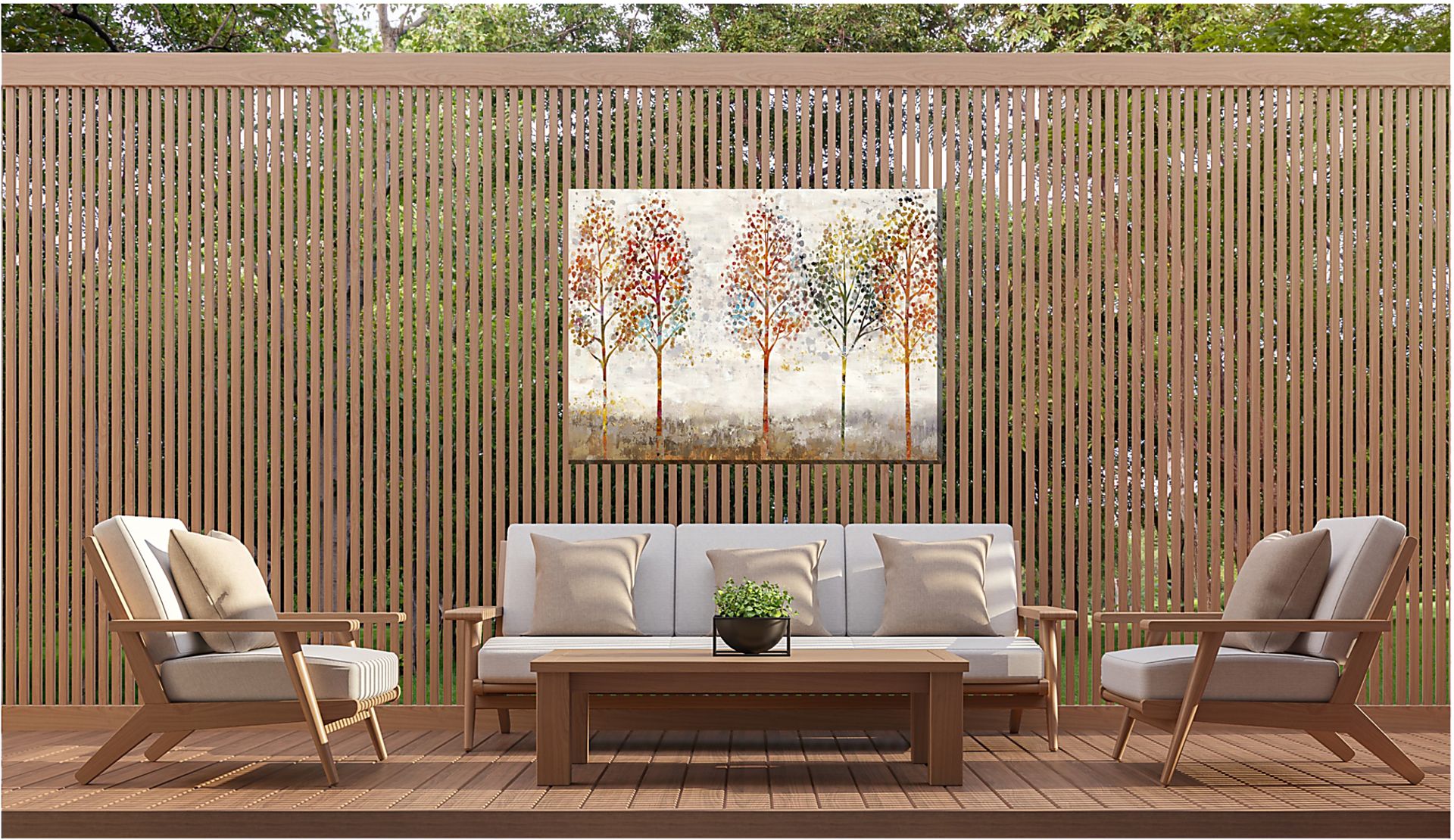 Tree Stand Beige Indoor/Outdoor Wall Art - Image 2